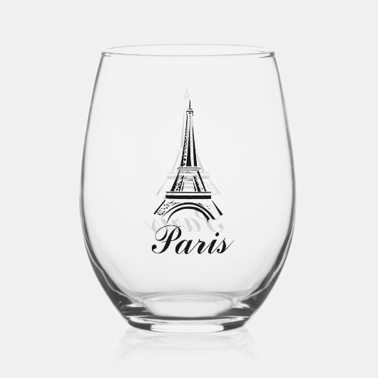 エッフェルタワーパリフランスデザイン ステムなしワイングラス (裏面)
