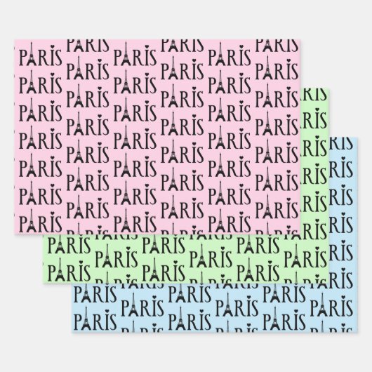 エッフェルタワーパリフランスデザイン ラッピングペーパーシート (セット)