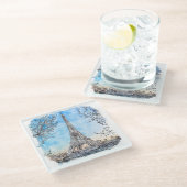 エッフェルタワーパリフランスハンドドローウォーター色 ガラスコースター (アングル)