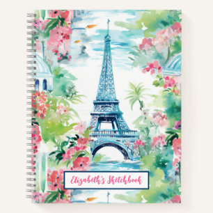 エッフェルタワーパリフランスフローラアーティストSketchbook ノートブック