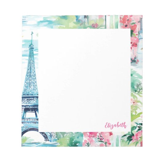 エッフェルタワーパリフランスフローラ ノートパッド (正面)