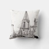 エッフェルタワーパリフランスペンインクイラストレーション クッション (裏面)