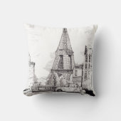 エッフェルタワーパリフランスペンインクイラストレーション クッション (正面)
