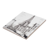 エッフェルタワーパリフランスペンインクイラストレーション タイル (側面)