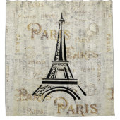 エッフェルタワーパリフランスヴィンテージはがきデザイン シャワーカーテン (正面)