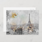 エッフェルタワーパリフランスヴィンテージトラベル土産 ポストカード (正面/裏面)