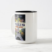 エッフェルタワーパリフランスヴィンテージ旅行ポスター ツートーンマグカップ (正面左)