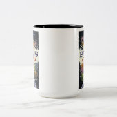 エッフェルタワーパリフランスヴィンテージ旅行ポスター ツートーンマグカップ (中央)