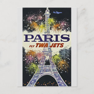 エッフェルタワーパリフランスヴィンテージ旅行ポスター ポストカード