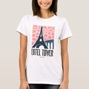 エッフェルタワーパリフランス抽象芸術旅行フローラ Tシャツ
