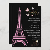 エッフェルタワーパリフランス誕生日招待状 招待状 (正面/裏面)