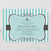 エッフェルタワーパリブライダルシャワー 招待状 (正面/裏面)