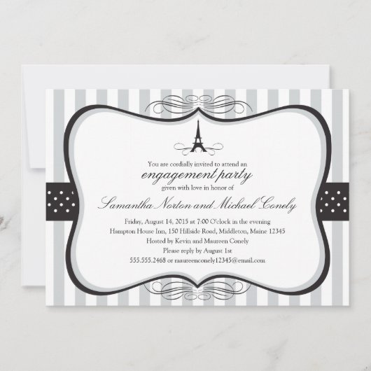 エッフェルタワーパリブライダルシャワー 招待状 (正面)