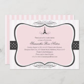 エッフェルタワーパリブライダルシャワー 招待状 (正面/裏面)