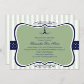 エッフェルタワーパリブライダルシャワー 招待状 (正面/裏面)