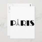エッフェルタワーパリブラック&ホワイト ポストカード (正面/裏面)