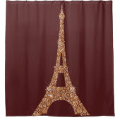 エッフェルタワーパリブルグバラ金ゴールド銅結晶 シャワーカーテン (正面)