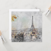 エッフェルタワーパリポストカード – ヴィンテージ旅行ギフト カード (正面/裏面インサイチュ)