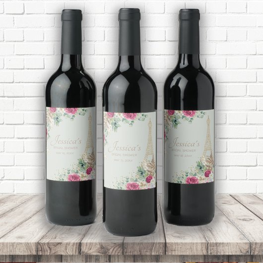 エッフェルタワーパリミントグリーンブライダルシャワー ワインラベル