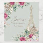 エッフェルタワーパリミントグリーンブライダルシャワー ワインラベル (シングルラベル)