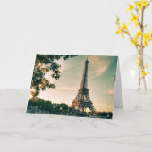 エッフェルタワーパリラブシティロマンティックトラベル カード (黄色い花)