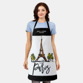 エッフェルタワーパリロマンチックカップル エプロン (着用した状態)