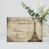 エッフェルタワーパリヴィンテージウェディングRSVP 出欠カード (スタンド正面)