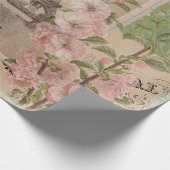 エッフェルタワーパリヴィンテージエフェメラスクリプトフローラ ラッピングペーパー (角)