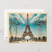 エッフェルタワーパリヴィンテージトラベル ポストカード (正面/裏面)