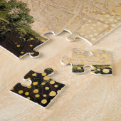 エッフェルタワーパリヴィンテージマップモノグラム名 ジグソーパズル (側面)