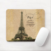 エッフェルタワーパリヴィンテージマップモノグラム名 マウスパッド (マウス)