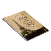 エッフェルタワーパリヴィンテージマップ金ゴールドモノグラム写真 ノートブック (右側)