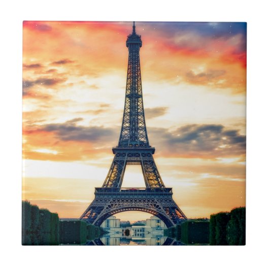 エッフェルタワーパリ夕べヨーロッパトラベル タイル (正面)