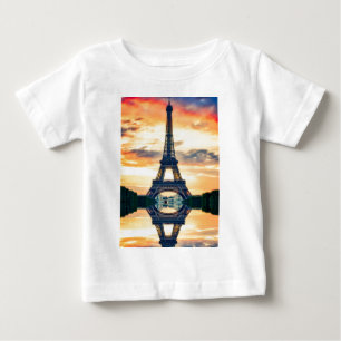 エッフェルタワーパリ夕べヨーロッパトラベル ベビーTシャツ