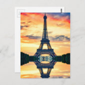 エッフェルタワーパリ夕べヨーロッパトラベル ポストカード (正面/裏面)
