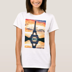 エッフェルタワーパリ夕べヨーロッパトラベル Tシャツ