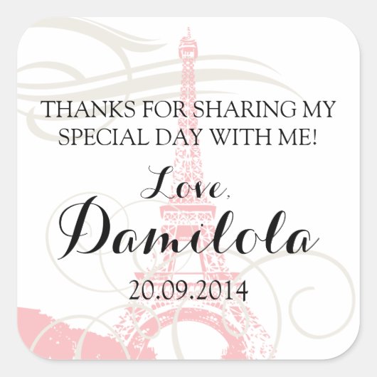 エッフェルタワーパリ結婚ーズ スクエアシール (正面)