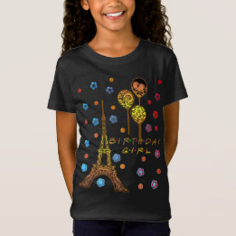 エッフェルタワーパリ誕生日ガールギフト Tシャツ