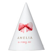 エッフェルタワーパリ誕生日ピンクボウ パーティーハット (正面)