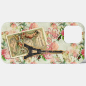 エッフェルタワーパリ赤面ピーチピンクフローラルパターン Case-Mate iPhoneケース (裏面 (横))