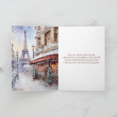 エッフェルタワーパリ通りウォーターカラークリスマス シーズンカード (内部)