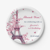 エッフェルタワーパリ1st誕生日パーティー ペーパープレート (正面)