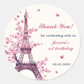 エッフェルタワーパリ1st誕生日パーティー ラウンドシール (正面)
