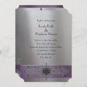 エッフェルタワーパープルアンドシルバー結婚式招待状 招待状 (正面/裏面)