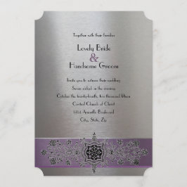 エッフェルタワーパープルアンドシルバー結婚式招待状 招待状
