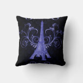 エッフェルタワーパープルフローラ渦巻き枕 クッション (裏面)