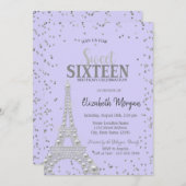 エッフェルタワーパール、ダイアモンズフレームラバンダー 招待状 (正面/裏面)