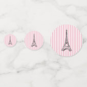 エッフェルタワーピンクストライプホワイト絵画パーティー コンフェッティ (裏面)
