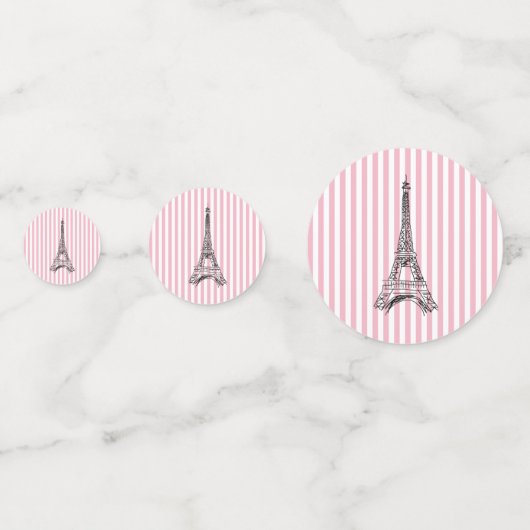 エッフェルタワーピンクストライプホワイト絵画パーティー コンフェッティ (裏面)
