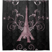 エッフェルタワーピンクフローラスワーズシャワーカーテン シャワーカーテン (正面)
